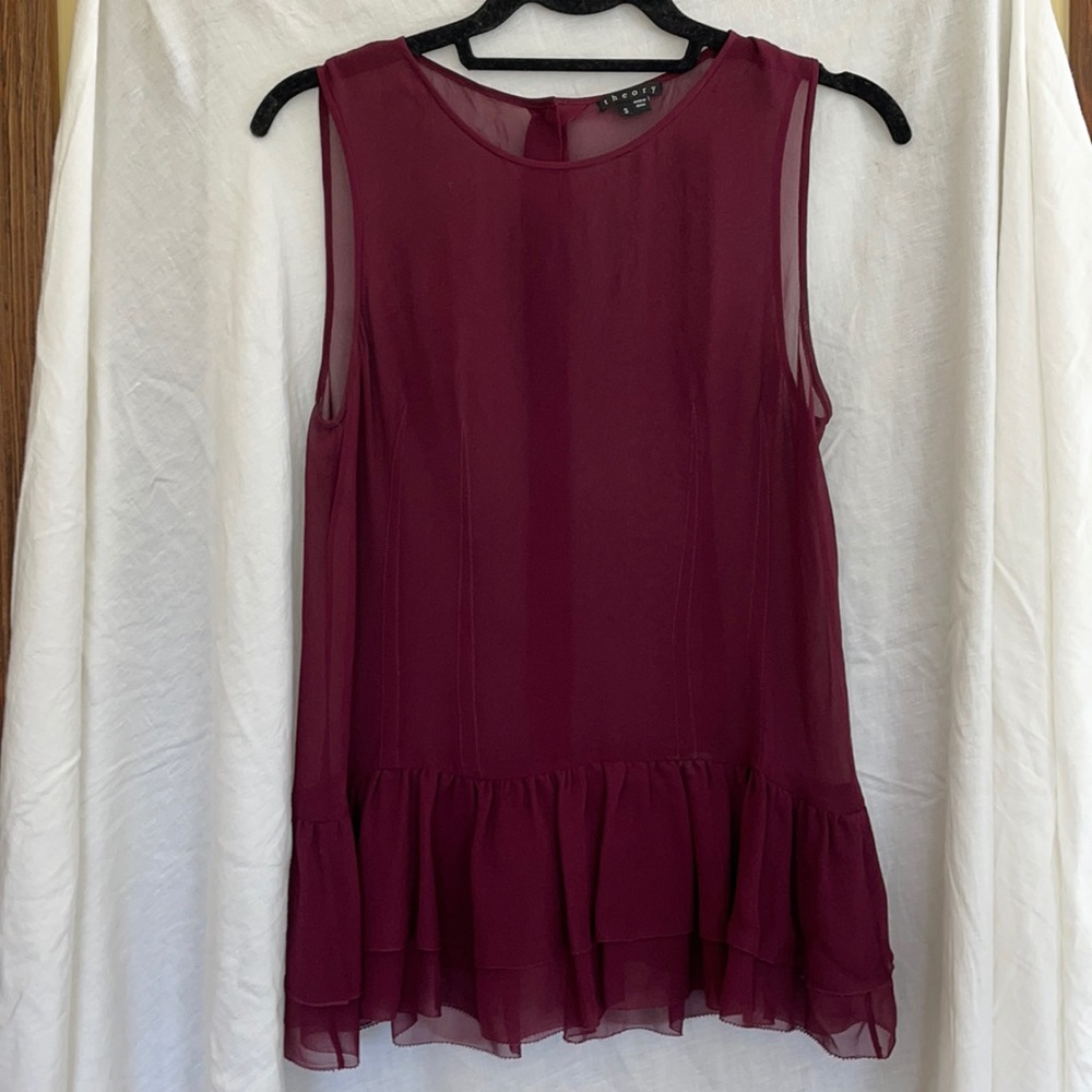 Maroon theory blouse buttoned up